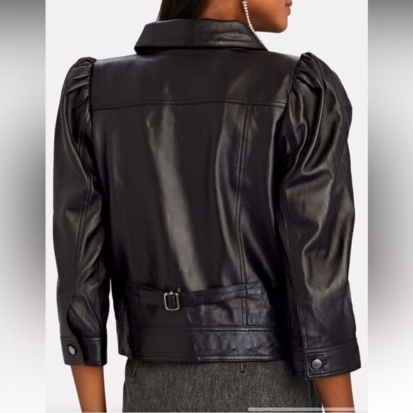 NEW Retrofete Ada Leather Cropped Jacket Black Size XS - Picture 5 of 11